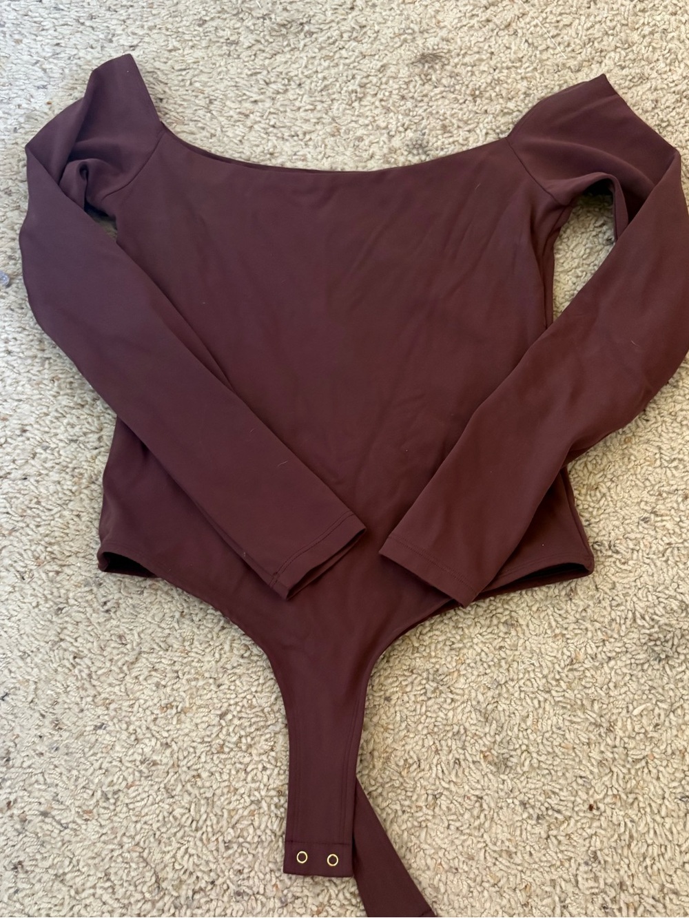 Women's Off-Shoulder Long Sleeve Bodysuit - Burgundy